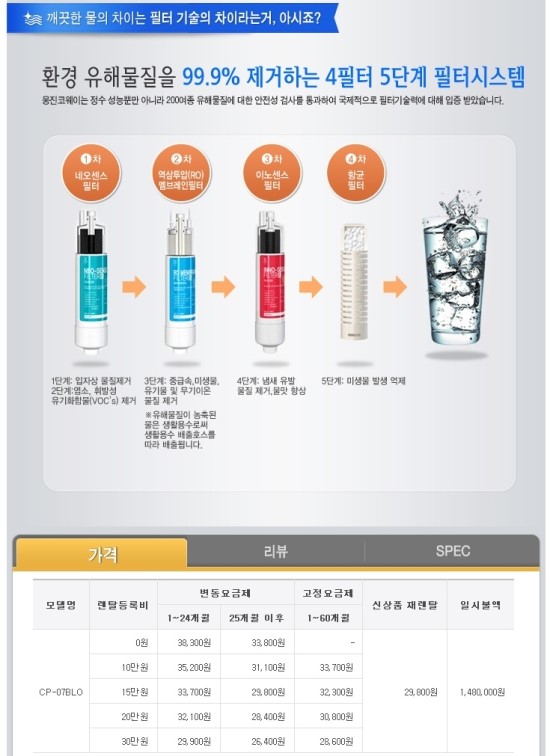 코웨이공기청정기.웅진정수기.웅진침대.비데렌탈24 이미지