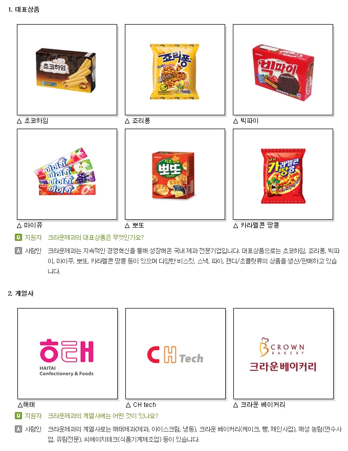 (주)크라운제과 이미지