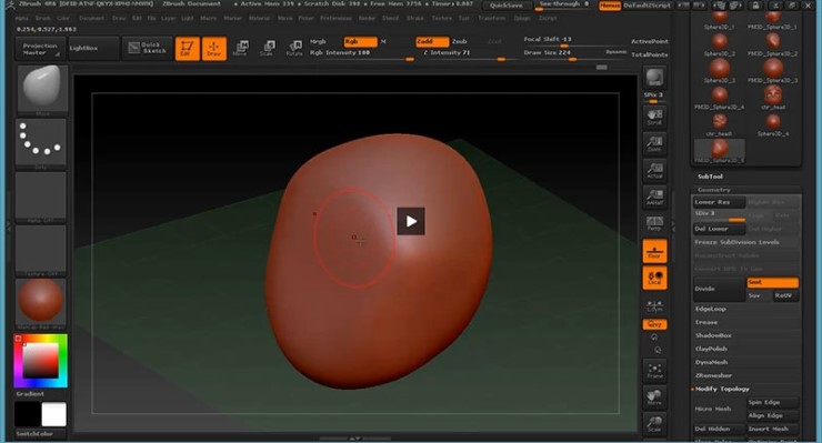 do you use sphere3d or polysphere zbrush