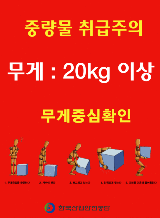 중량물 무게별 취급주의 안전표지