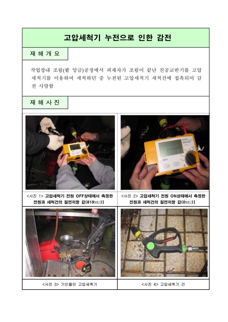 고압세척기 누전으로 감전 : 네이버 블로그