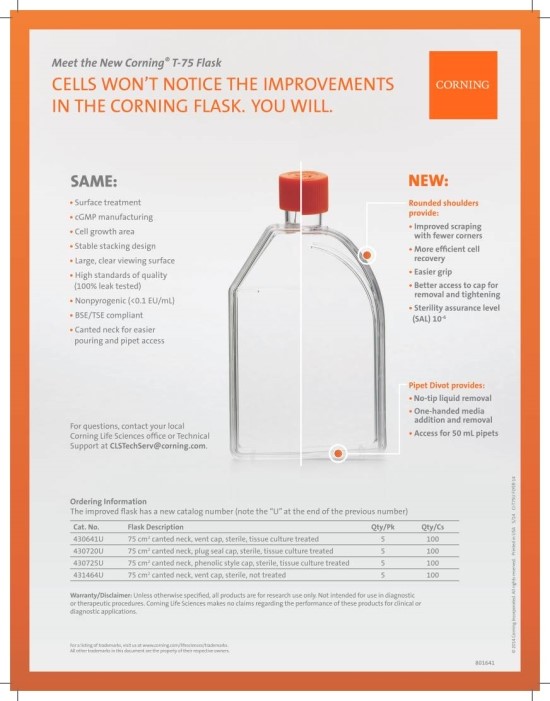 New Corning T75 flask 네이버 블로그