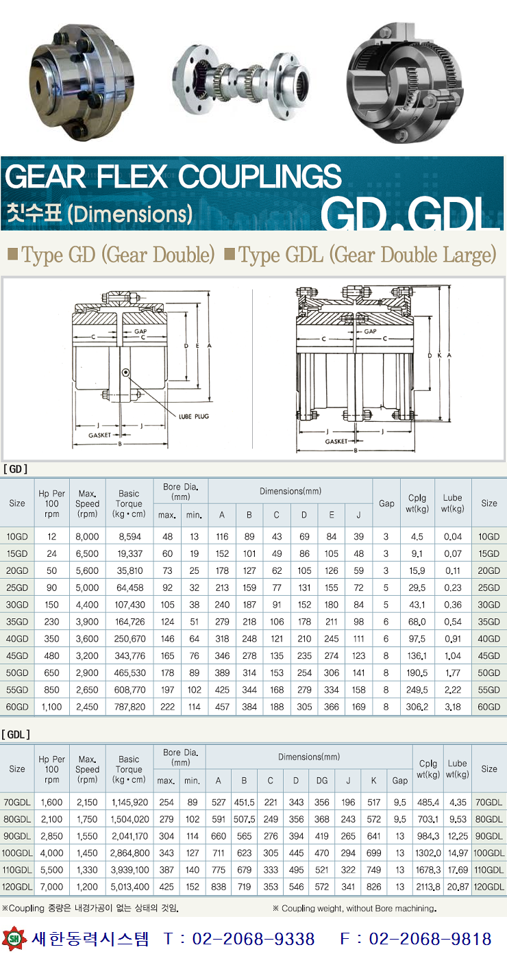 GEAR COUPLING GD GDL 타입 기아카플링 10GD 15GD 20GD 25GD 30GD 35GD 40GD 45GD