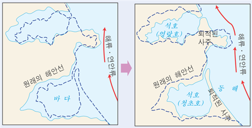 [지구과학1] 한반도의 해안 지형 (사빈&사구&사주&석호, 해안단구, 리아스식 해안) : 네이버 블로그