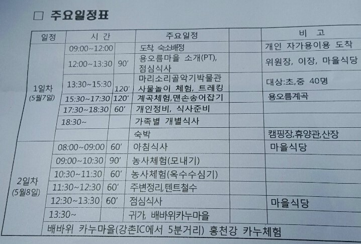 용오름체험휴양마을 이미지
