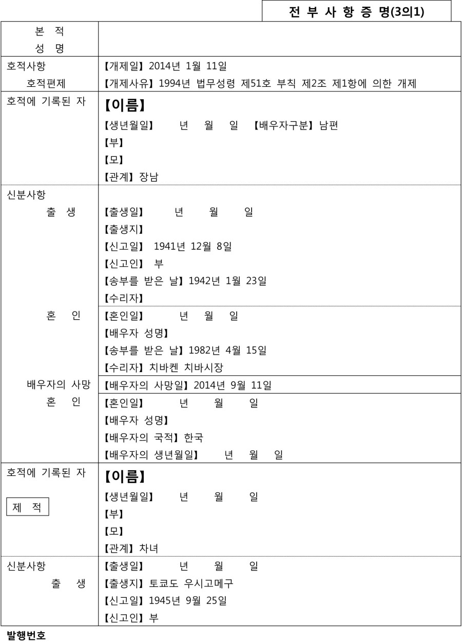 일본 호적 등본(전부 사항 증명서) 번역 공증 : 네이버 블로그