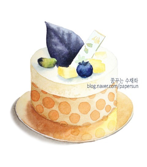 수채화케이크 이미지