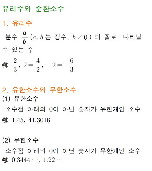 중학교 2학년 1학기 Ⅰ유리수와 순환소수 유리수와 순환소수 순환소수를 분수로 나타내기 순환소수의 대소 관계 : 네이버 블로그