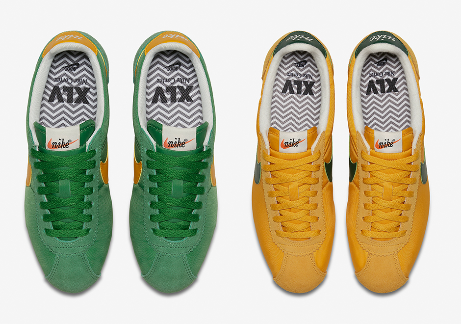 nike cortez green yellow