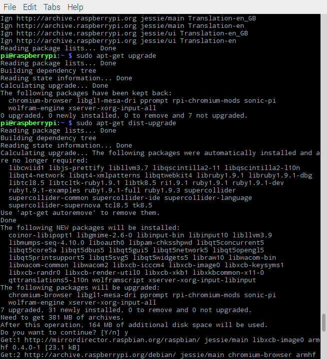 Sudo apt get update sudo apt get upgrade dist upgrade 