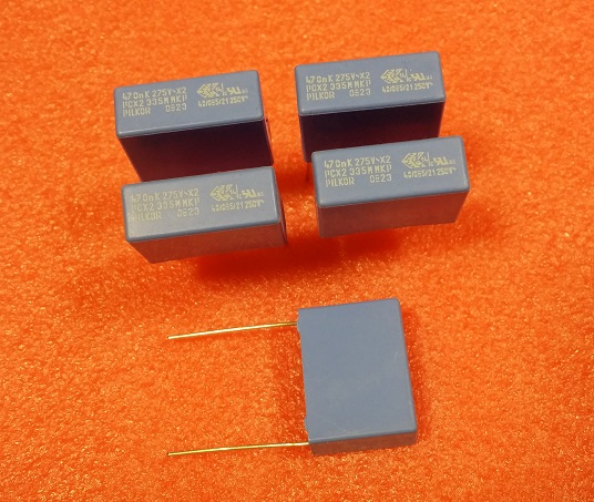 470nK-275V~X2. PCX2-335M-MKP. 470nF 275V-10%. Metallized Polyester Box ...