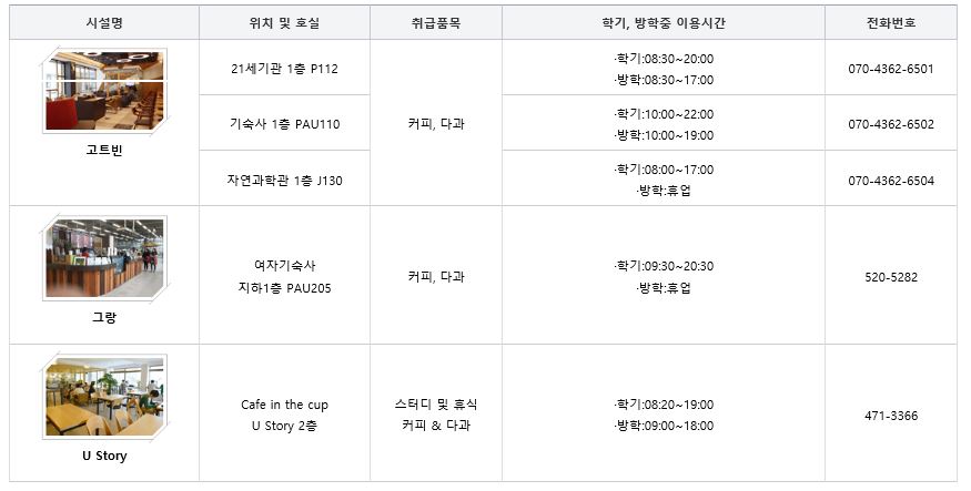 배재대학교 학생식당 이미지