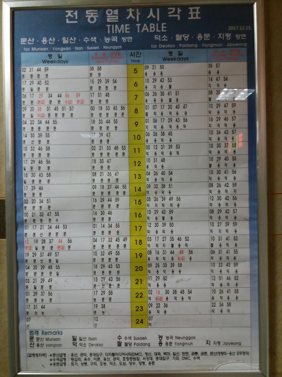 경춘선 전철 시간표