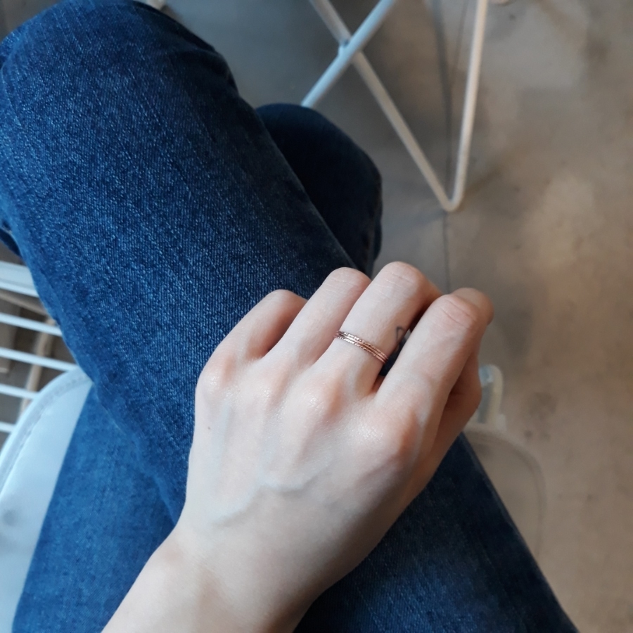 <b><p>2+1 Rose Gold Thread ring 14k Plated Basic</p></b><b><p>+ ローズゴールド 糸リング 14k メッキ ベーシックスタイル 素敵な 20代</p></b><br /><br /><p align='center'>
