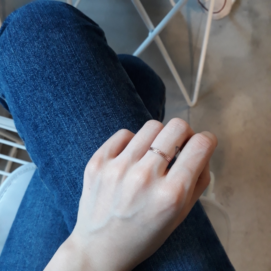 <b><p>2+1 Rose Gold Thread ring 14k Plated Basic</p></b><b><p>+ ローズゴールド 糸リング 14k メッキ ベーシックスタイル 素敵な 20代</p></b><br /><br /><p align='center'>