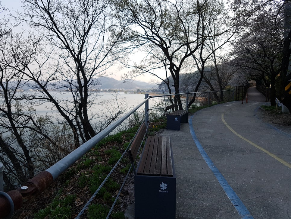 충주호 상류와 고속도로 이미지