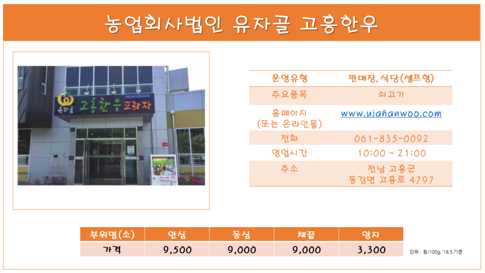 법인유자골고흥한우 이미지