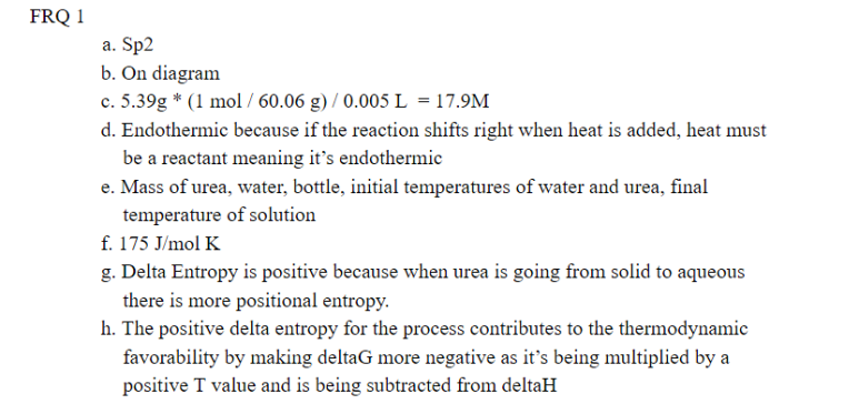 AP 화학 (Chemistry) 2019 FRQ 1번 해설 관련 이미지 1