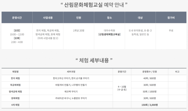 대아수목원 유아숲체험원 이미지