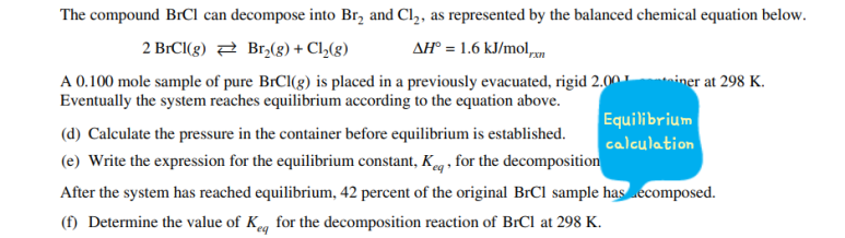 AP 화학(Chemistry) 2019년도 FRQ 2번 해설 입니다. 관련 이미지 1
