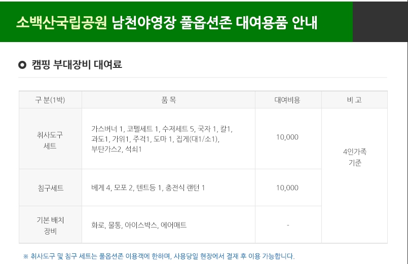소백산국립공원 남천야영장 이미지