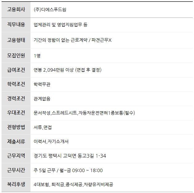 주)디에스푸드원 이미지