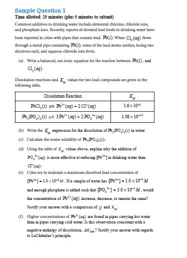 AP chemistry(화학) 2020년 sample 답안지 / AP chemistry 2020 sample answers 관련 이미지 1