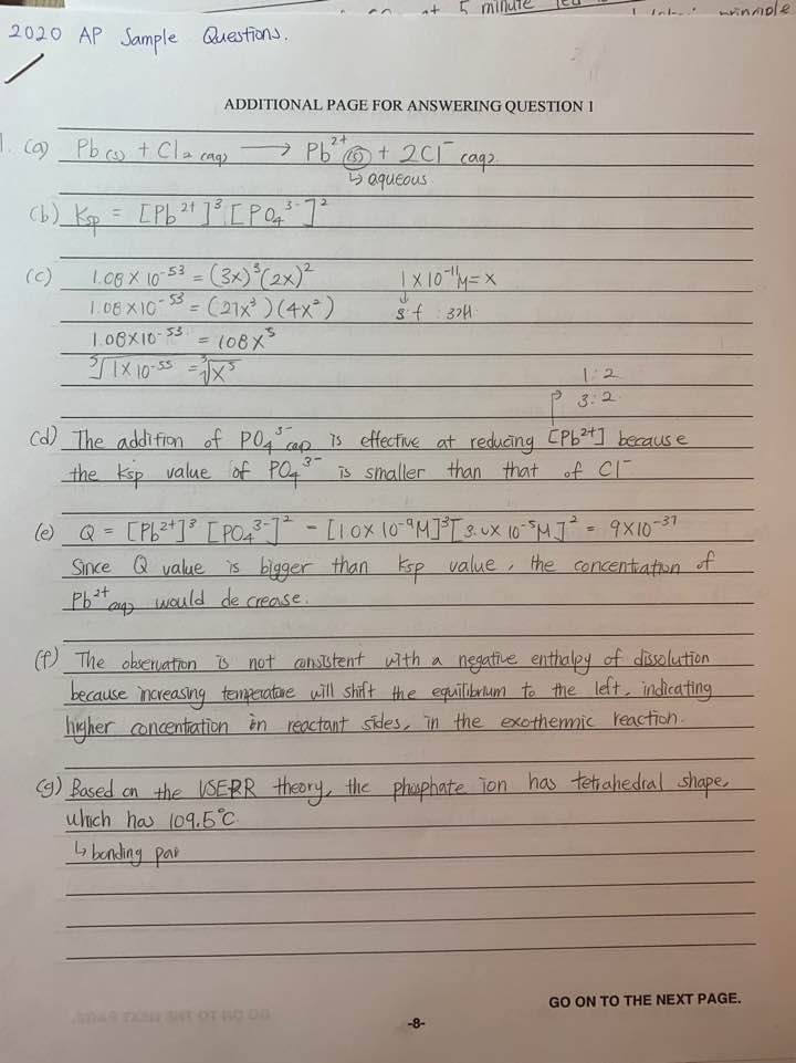 AP 화학(chem) 수업이 끝이 나고 새로운 IB chem 와 SAT chem 수업의 출발. + 2020 apchem answer(답)채드윅, 민사고, NCLS, 미국, 중국 국제학교 관련 이미지 1