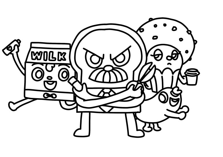 브레드 이발소 캐릭터 따라그리기, 색칠공부_Drawing and coloring Bread 네이버 블로그