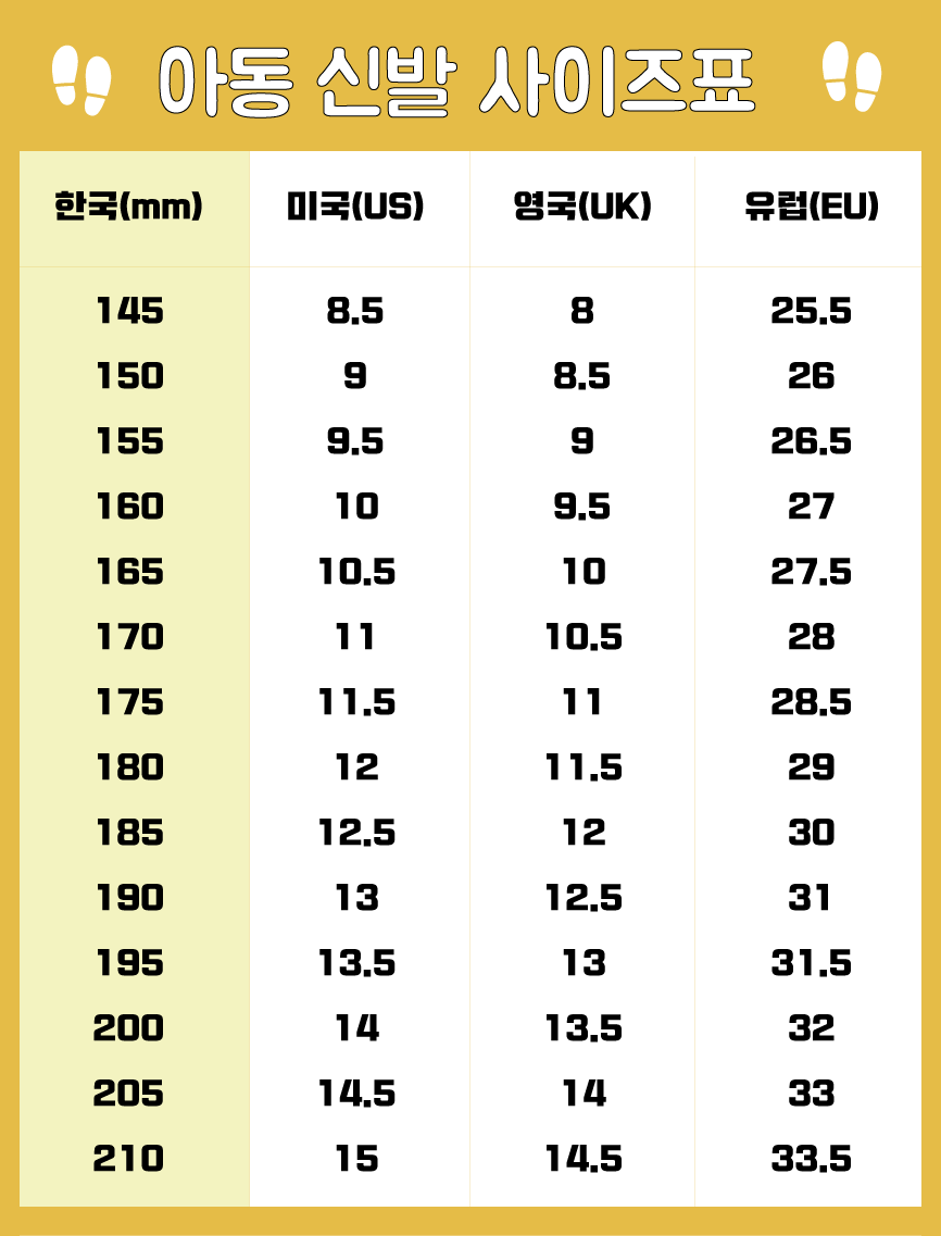 미국 신발 사이즈표 각 나라별로 비교 정리 : 네이버 블로그