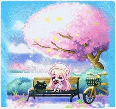 봄 하늘 벚꽃 의자