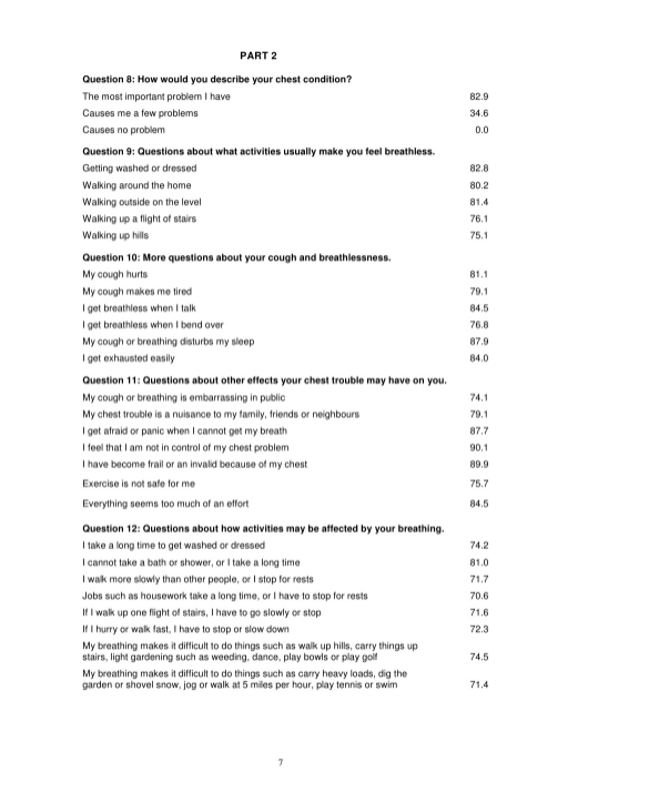 SGRQ (St. Respiratory Questionnaire) 네이버 블로그