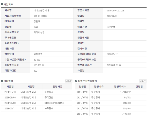 주식회사 테이크원컴퍼니 이미지