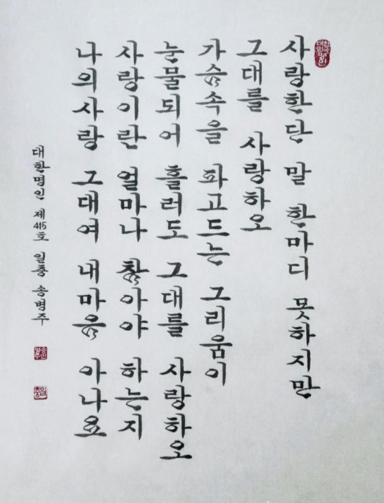 대한명인글씨교정 이미지