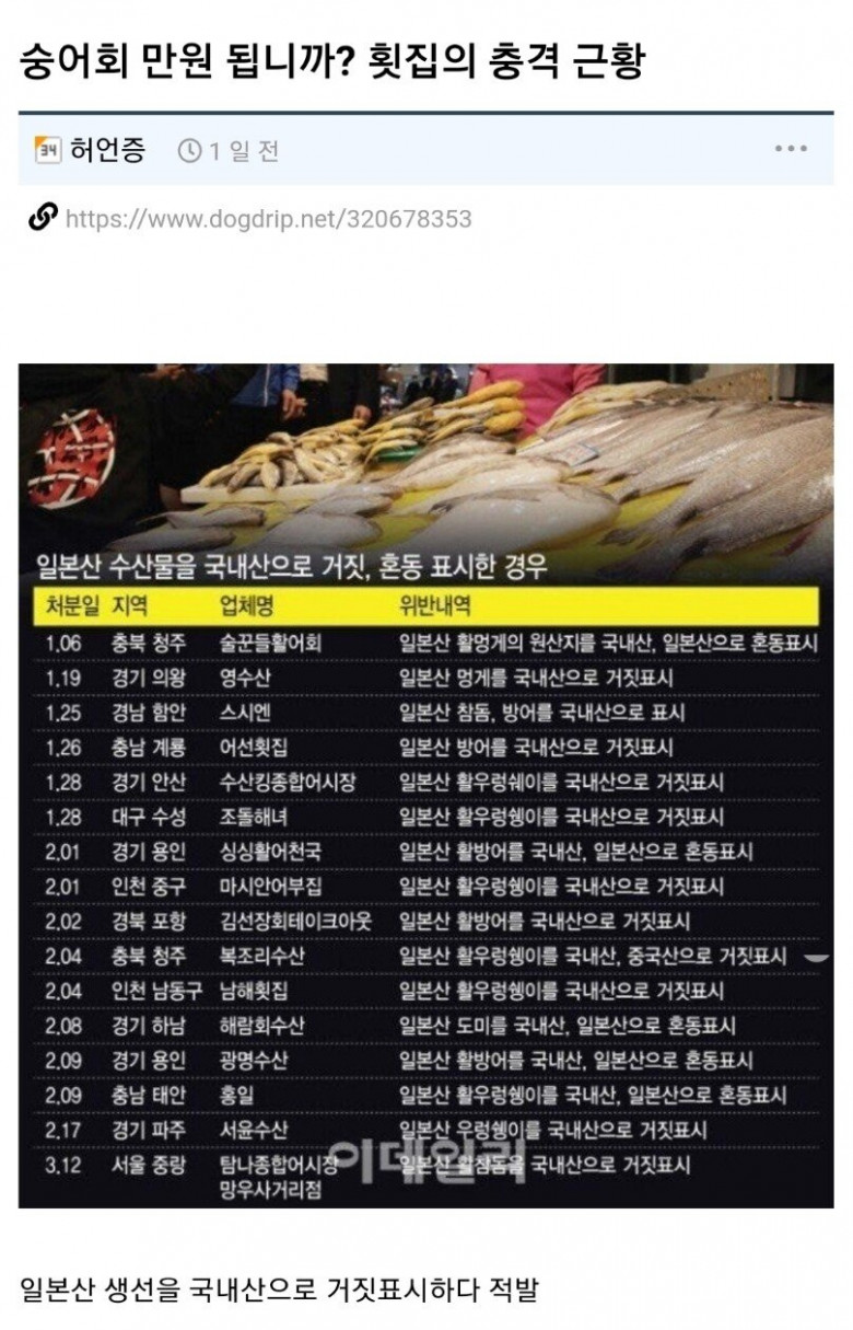포장횟집 이미지