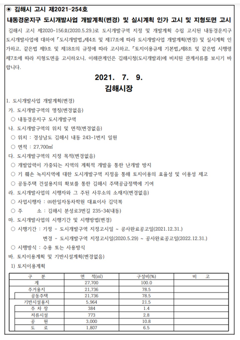 내동경운지구 도시개발사업 이미지