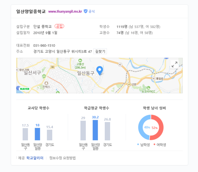 일산양일중학교 이미지