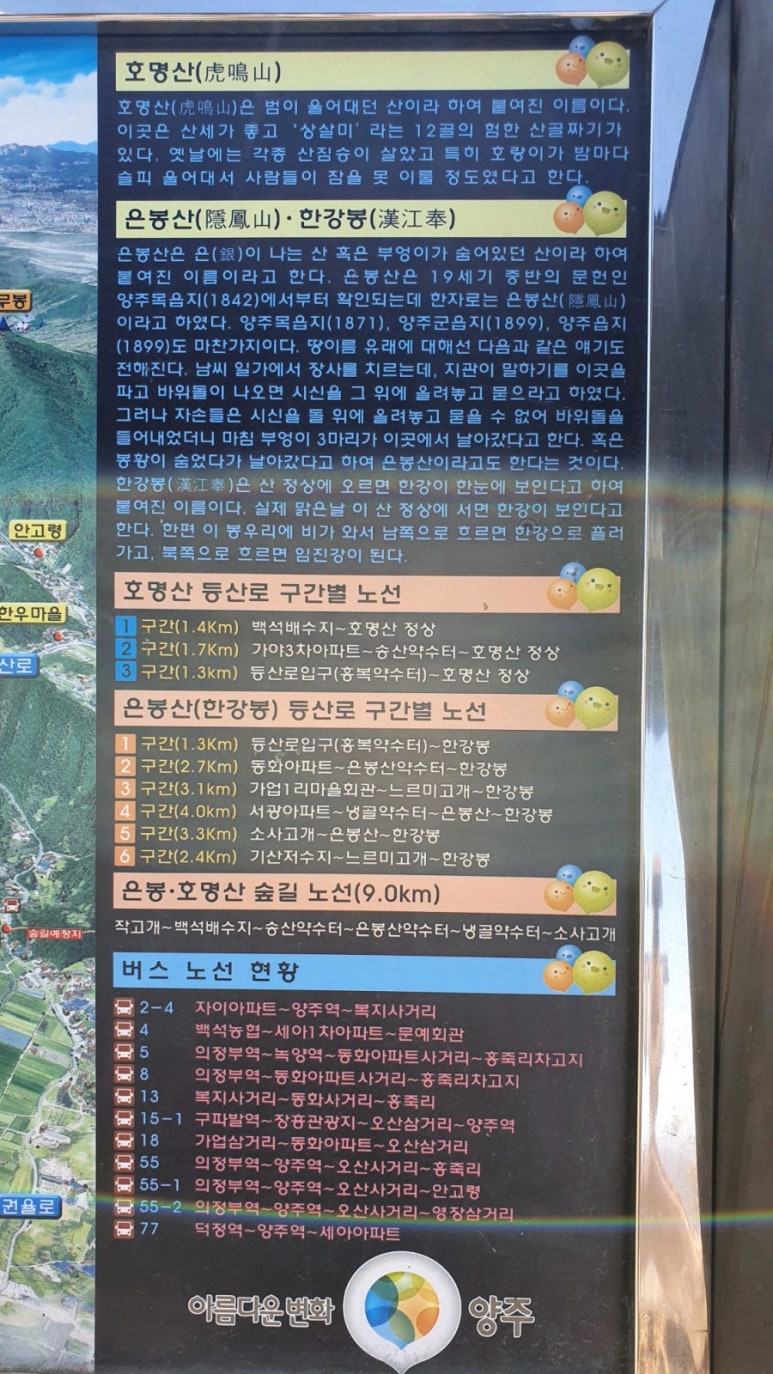 은봉 호명산 안내도 이미지