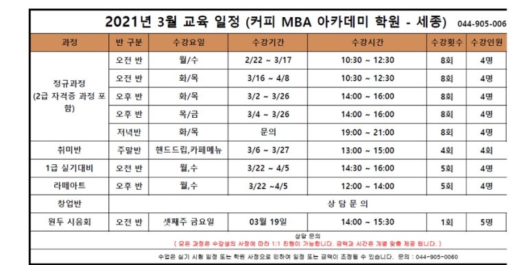 세종한국바리스타커피학원 이미지