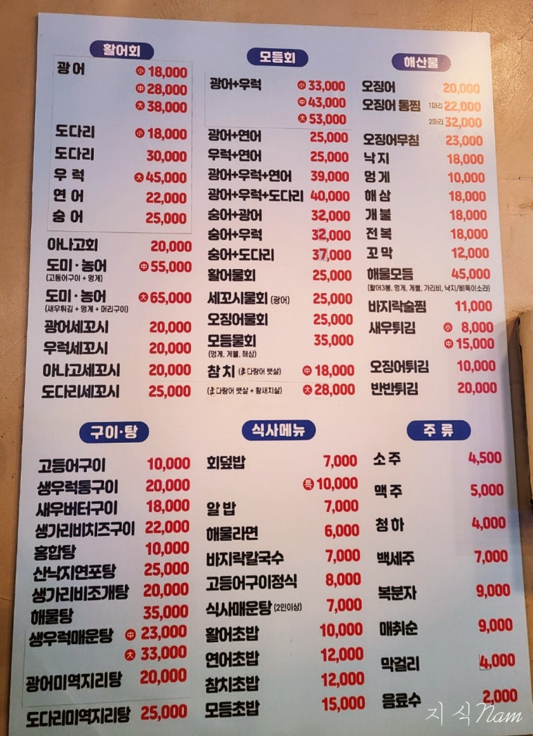 어시장 활어회 이미지