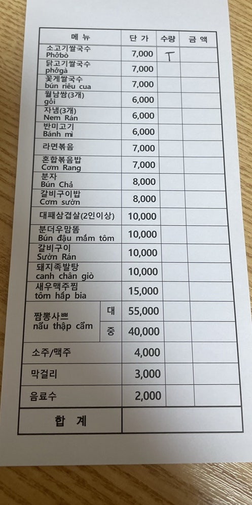 베트남쌀국수 하노이관 이미지