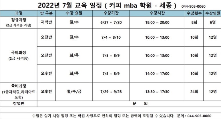 세종한국바리스타커피학원 이미지