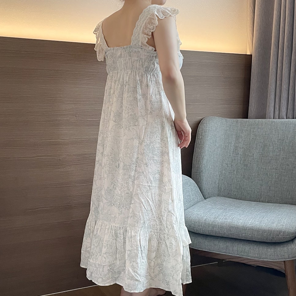 힐트니 커플 잠옷 트왈드주이 민소매 캡내장 원피스 여름 신혼 허니문 파자마 상세 이미지 85
