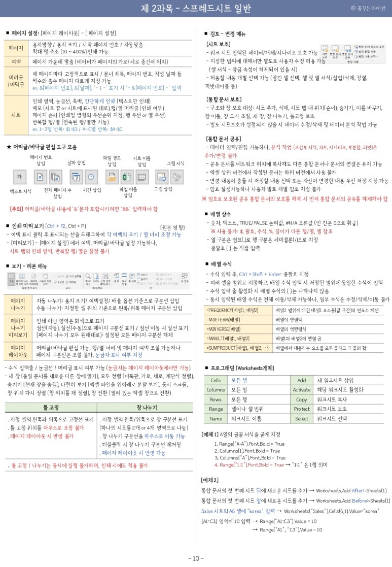 컴퓨터활용능력 컴활 1급 2급 필기 핵심 요약 정리 노트 PDF : 네이버 블로그