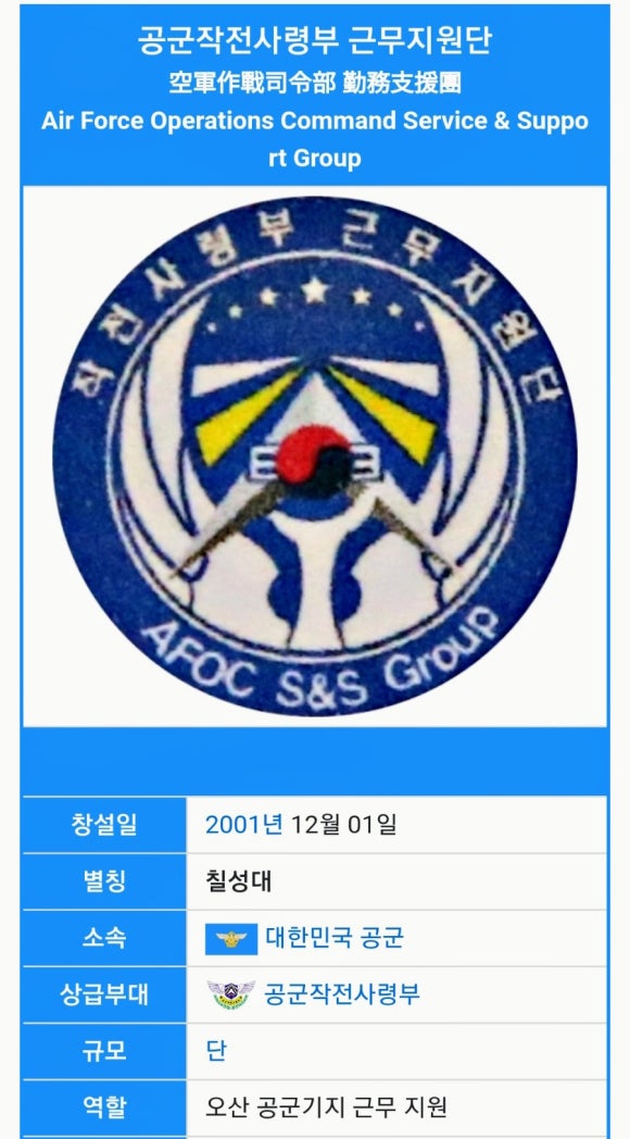 공군작전사령부 근무지원단 이미지