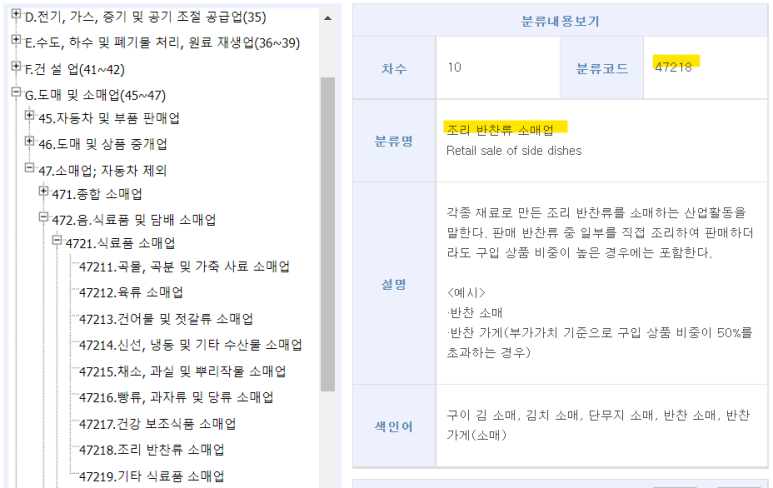 반찬/식료품 소매업 이미지