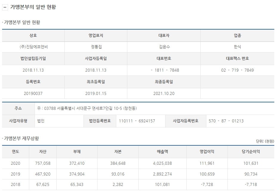 진담에프앤비 이미지