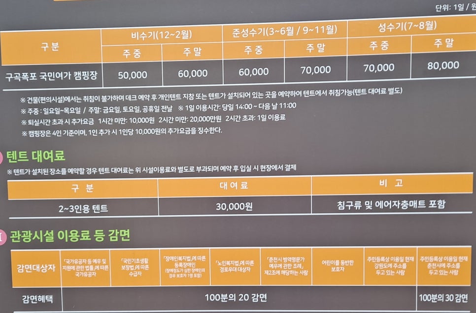 구곡폭포 국민여가 캠핑장 이미지