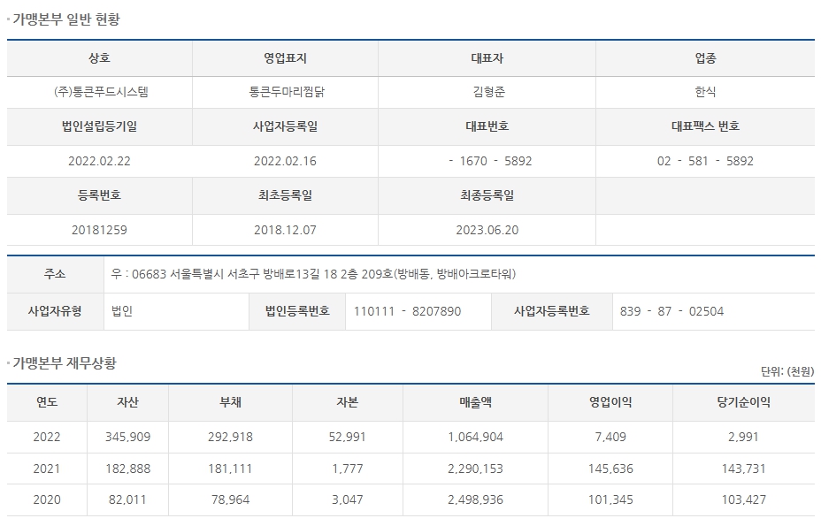 (주)통큰푸드시스템 이미지