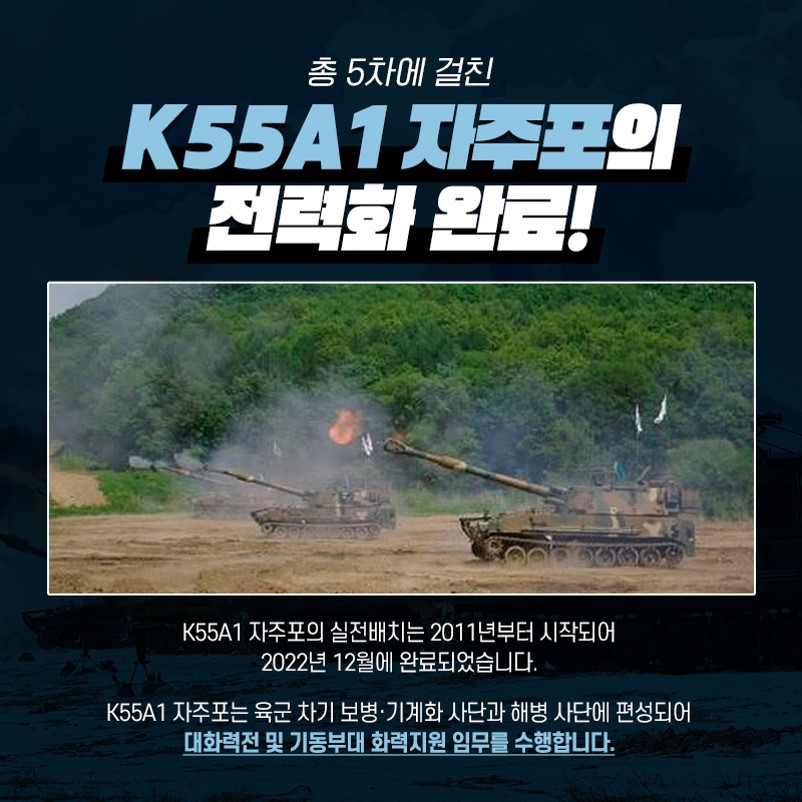 우리 군의 화력 전투능력 및 생존성 향상으로 포병전력 강화! K55A1자주포 전력화 완료 : 네이버 블로그